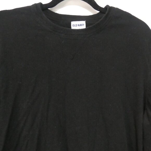 OLD NAVY | XXL | Solid Black Long Sleeve Crewneck Cotton Sweater - Picture 4 of 14